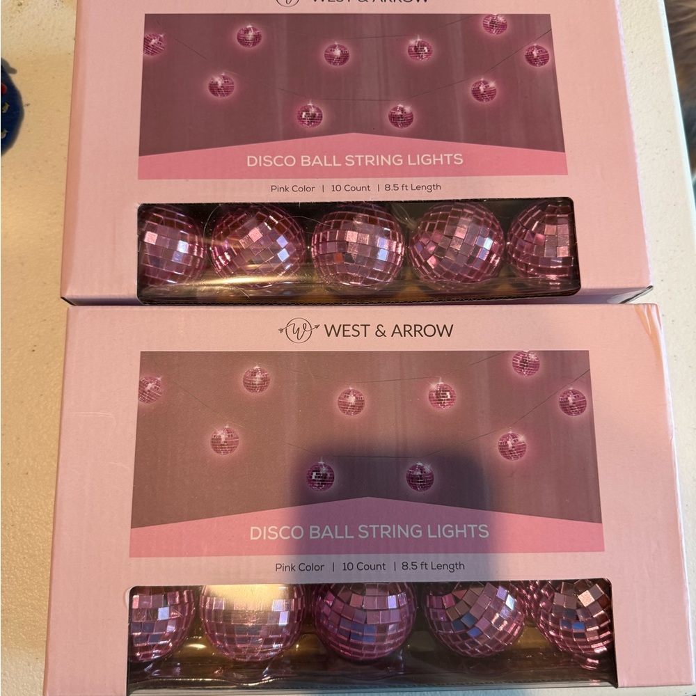 West & Arrow Pink Disco Ball String Lights